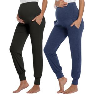 AMPOSH Women's Maternity Pants Stretchy Lounge Workout Sweatpants Casual Loose Comfy Pregnancy Joggers with Pockets (XXL)