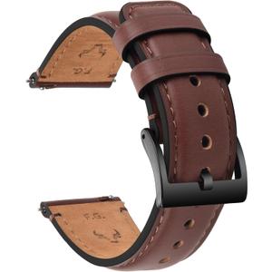 Fullmosa Watch Bands,18mm 19mm 20mm 22mm 24mm Quick Release Leather Watch Band Strap - Burnished Leather Watch Band Vintage Wristband (Dark Brown+Smoky grey hardware)