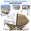 Portable Baby Bassinet for Baby Travel, Baby Cribs Travel Pod for Outdoors Baby Lounger Infant Travel Bed with Mosquito Net and Sunshade Canopy, Lightweight Washable (Brown)