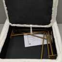 ACEQLYT New Upgrade Small Vanity Chair with Storage and Folding Back, White Vanity Stool wiht Ergonomic Backrest and Metal Legs, Furry Padded Ottoman for Makeup Room, Bedroom