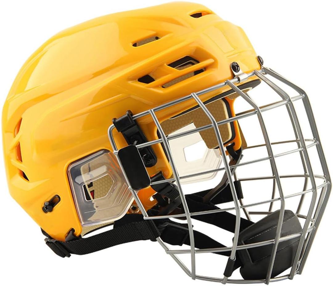 Breathable Ice Hockey Helmet with Protective Cage, Impact Resistant Hockey Head Gear for Youth & Adult, Small