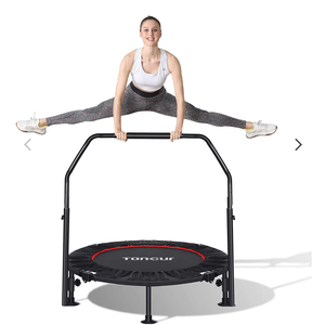 Toncur 40" Foldable Mini Trampoline, Fitness Rebounder with 5 Levels Adjustable Foam Handle for Adults or Kids Workout, Exercise Bounce for Indoor/Garden, Max Load 330 Lbs(6 Suction Cups Included)