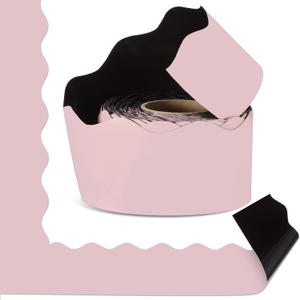 Tenceur 48 Ft x 2.75 Inch Large Magnetic Bulletin Board Borders Bulletin Boarder Trim for Classroom Whiteboard Decorations Scalloped Trim for Office Chalkboard Home Decoration (Deep Pink)