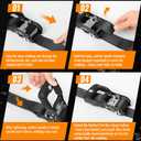 4 Pack Ratchet Straps,Heavy Duty Powersports Tie Downs Load Straps,5208lbs Break Strength 1.5in x 15ft with Safety S Hooks and Soft Loops for Motorcycle Truck Cargo Roof Rack,Break Strength, Black