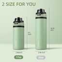 BJPKPK 17oz Insulated Water Bottle with 2-1 Straw Spout Lid, Stainless Steel Metal Water Bottles with Carry Handle, BPA Free, Leak-Proof, Fits in Car Cup Holder, Thermo for Sports,Macaron Green
