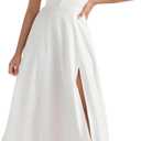 Linsery Women's Puff Sleeve Floral Maxi Dress Elegant Square Neck Cottagecore Boho Split Long Dresses (Large)
