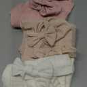 Newborn Receiving Blanket with Bow Hat Headband Set Wheat-Pattern Newborns Toddler Baby Boy Girl Nursery Swaddle Wrap (3 Set: Bean Pink/Light Coffee/Beige)