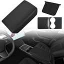 Tinlucys Center Console Protector Cover Designed for Tesla Model 3/Y 2021-2024(Not for Model 3 Highland),TPE Armrest Cover,Center Console Wrap Cover,Waterproof Wireless Charger Silicone Mat(Black Set)