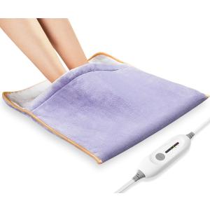 Electric Heated Foot Warmer - Auto Shut Off, Ultra Soft Flannel Heating Pad for Foot, Extra Large Heat Therapy Wrap for Feet, Back, Waist, Abdomen with Long Cord, 22" x 20" (Purple)