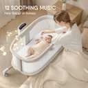 TinyGlow Electric Smart Soothing Baby Bassinet with 5 Rocking Speeds, 3 Timer Modes, 12 Soothing Musics, 3 Adjustable Heights, Breathable Mesh Sides and Mosquito Net
