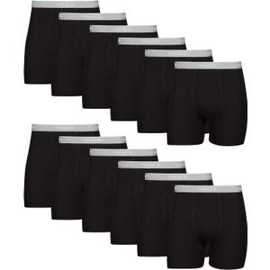 Hanes Men's Underwear Boxer Briefs Pack, Cool & Breathable Cotton Moisture-Wicking Underwear for Men, No Ride Up (S, Black - 12 Pack)