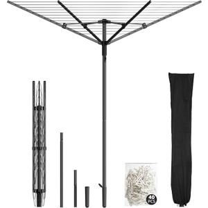 Collapsible 165 Feet Umbrella Clothesline Outdoor Clothes Drying Rack, Large