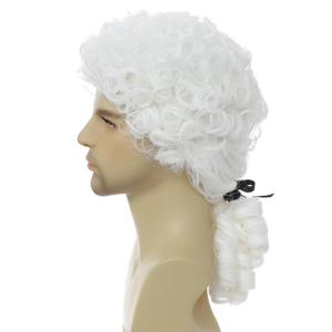Judge Colonial Wig Man Curly White Wigs Halloween Costume Cosplay Wig (White)