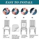 HFCNMY Seat Covers for Dining Chairs, Stretch Waterproof PU Dining Chair Seat Covers Set of 4, Washable Kitchen Chair Seat Covers Light Gray