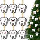 Shellwei 36 Pieces Christmas Tooth Ornaments Decor Christmas Dentist Gifts Car Air Fresher Teeth Hanging Ornaments for Dental Laboratory Technician Dentist Assistant Home Office Decor