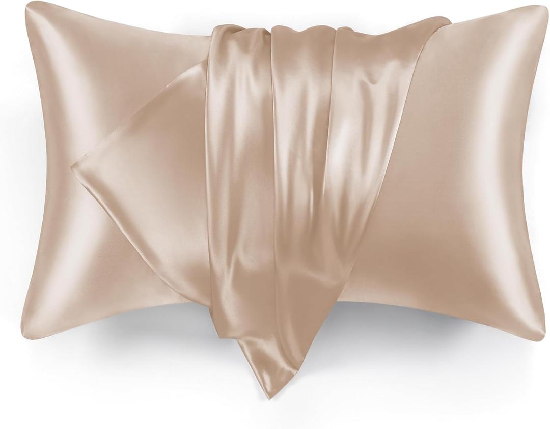 Love's cabin Satin Pillowcase Set of 2 Queen Size 20x30, Cooling Pillow Covers for Hair and Skin, Silky Smooth with Envelope Closure, Similar to Silk, Taupe