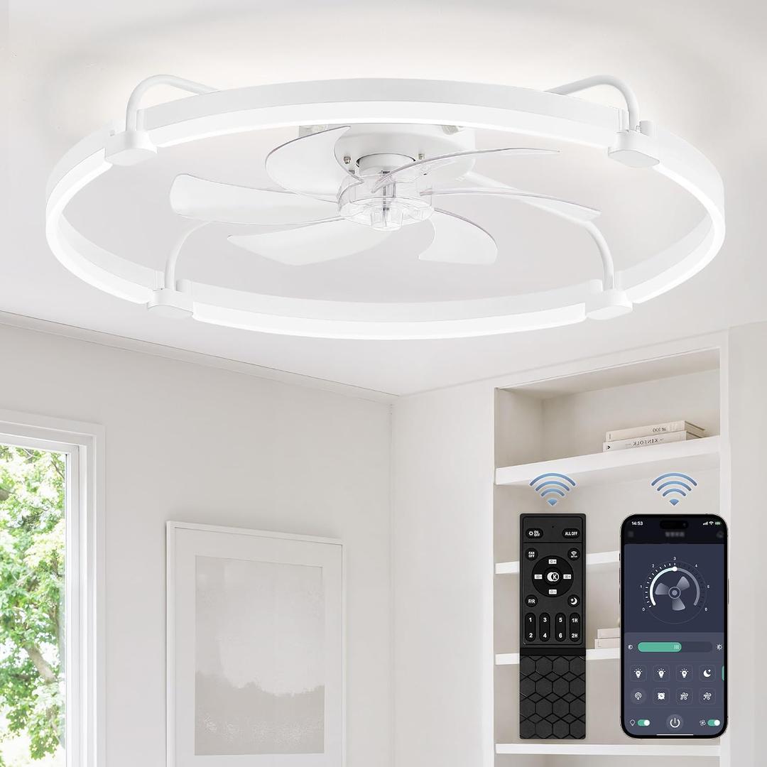 LEDIARY 30" Ceiling Fans with Lights and Remote, Low Profile Led Fan Light