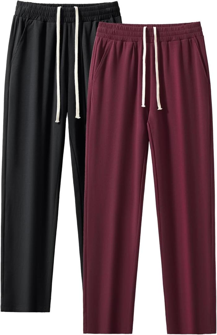 AIMPACT Mens Pajama Bottoms Cotton Soft Sleep Pants with Pockets Straight-leg Loungewear Pj Pants (XL)