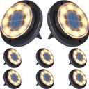 Flacchi Solar Ground Lights - Solar Powered Lights Outdoor Solar Disk Light Waterproof Landscape Light for Patio Yard Pathway Walkway Driveway (Warm White, 8 Pack)