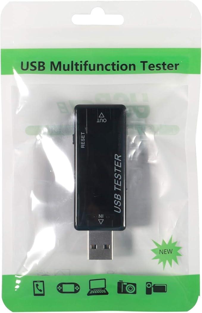 8 in 1 USB Tester Voltage and Current Tester 10V 3A Voltmeter Capacity Current Meter Digital Multimeter Current Tester Voltage Detector for Chargers Cables Power Banks (Black)