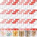 Sliner 60 Pcs 8 oz Plastic Jars with Lids Clear Round Leakproof Storage Containers Empty Refillable Plastic Mason Jars for Travel Storage Face Creams Kitchen Household Food Spice (Cute Color)