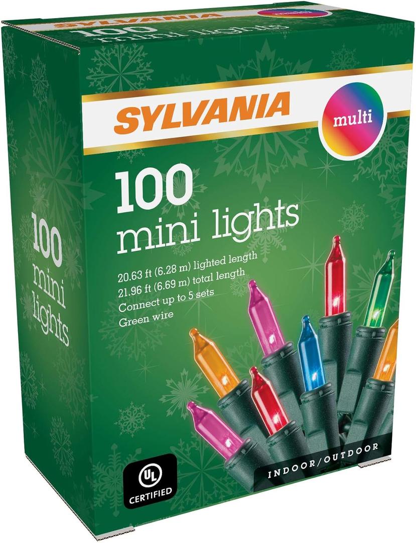 SYLVANIA Mini Multicolored 100 Ct Christmas Lights