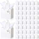 Zhanmai 100 Pcs 4.7 x 2.4 x 3.9 Inch Mini Gift Bags Bulk with Tissue Paper Kraft Paper Bag with Handle Gift Tag for Birthday Party, Wedding Showers (White)