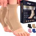 PhysFlex Compression Socks 20-30mmHg for Plantar Fasciitis, Achilles Tendonitis Relief - Ankle Compression Sleeve for Heel Spurs, Foot Swelling & Fatigue - Arch Support Brace for Everyday Use (1 Pair) (Large, Beige)