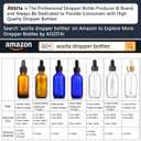 12 Pack, 2 oz Glass Eye Dropper Bottles w/ 3 Stainless Steel Funnels & 1 Long Pipette Dropper & 24 Labels - 60ml Clear Tincture Bottles for Essential Oils, Liquids - Leakproof Travel Essential Bottles