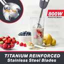 Mueller Multistick 800W 4-in-1 Immersion Blender Handheld, 12 Speed Hand Mixer - Turbo Boost, Heaviest Duty Copper Motor, Titanium Blades Hand Blender, Milk Frother Wand, Whisk, Beaker, Chopper, Grey
