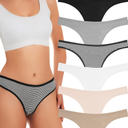 ANZERMIX Women's Breathable Cotton Thong Panties Pack of 6 L