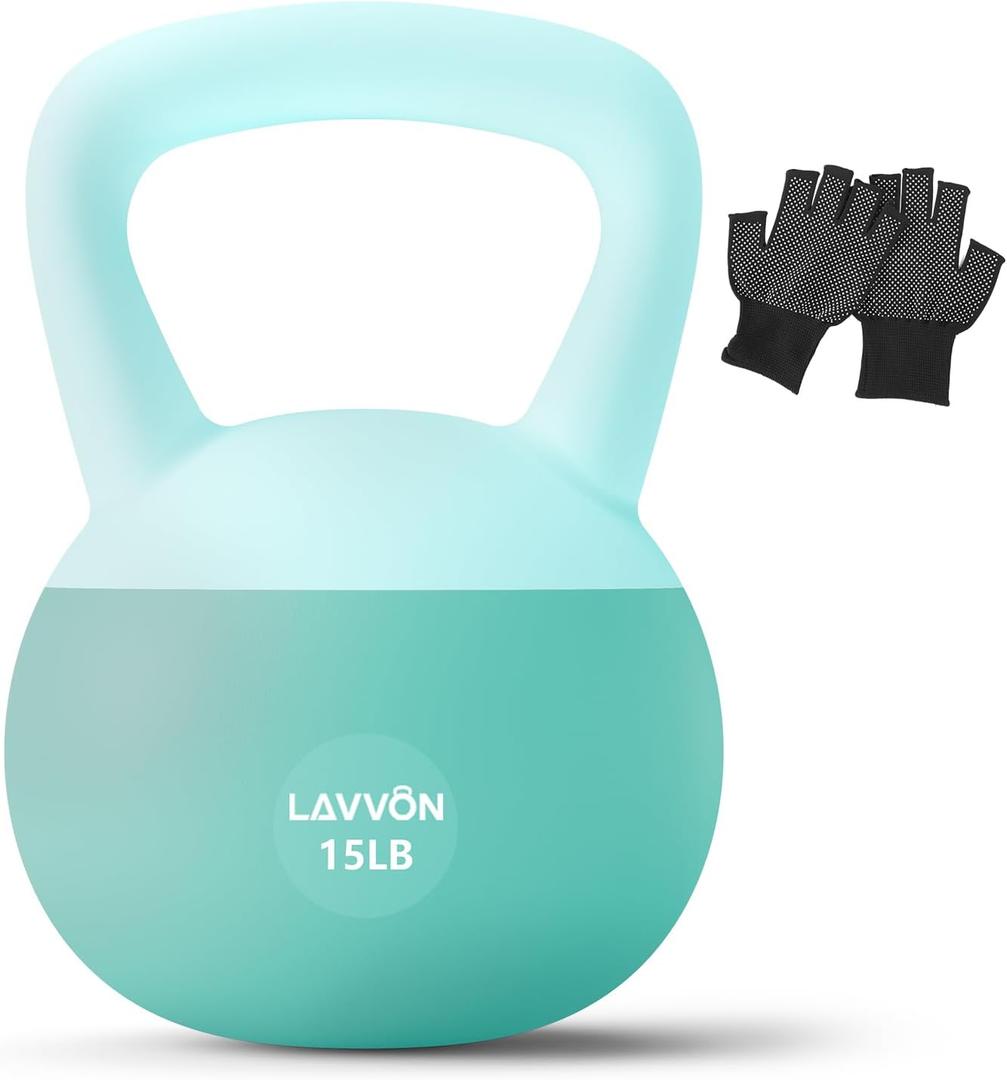 Soft Kettlebell - Cushioned Impact-Resistant Base and Anti-Slip, Kettle bell Anti-Slip Grip Weight for Home Workouts, Safe Strength Training Kettlebells Sets for Women & Men, With Non-slip Gloves