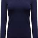 OThread & Co. Women's Long Sleeve T-Shirt V-Neck Basic Layer Stretchy Shirts, Size S