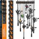 PLUSINNO V9 Vertical Fishing Rod Holders, Wall Mounted Fishing Pole Holders, Fishing Rod Rack Holds Up to 9 Rods or Combos, Fishing Rod Holders for Garage,Fishing Gear and fishing Gifts for Men