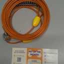 Petbobi Dog Tie-Out Cable 20ft - Heavy-Duty 4mm Metal Cable up to 120lbs, Shock Spring & 360 Swivel Clips, for Yard Camping, Small Medium Large Pets, Orange