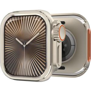 Metal Case for Apple Watch Series 10 46mm, [Turn into Ultra Style] Rugged Protective Bumper with Raised Edge Screen Protection for iWatch 46 mm with Back Cover, Original Titanium