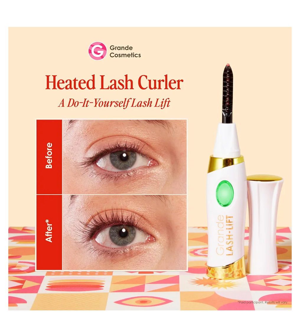 Grande Cosmetics LASH-LIFT Heated Lash Curler - Rechargeable, Travel-Friendly, with 2 Heat Settings - White