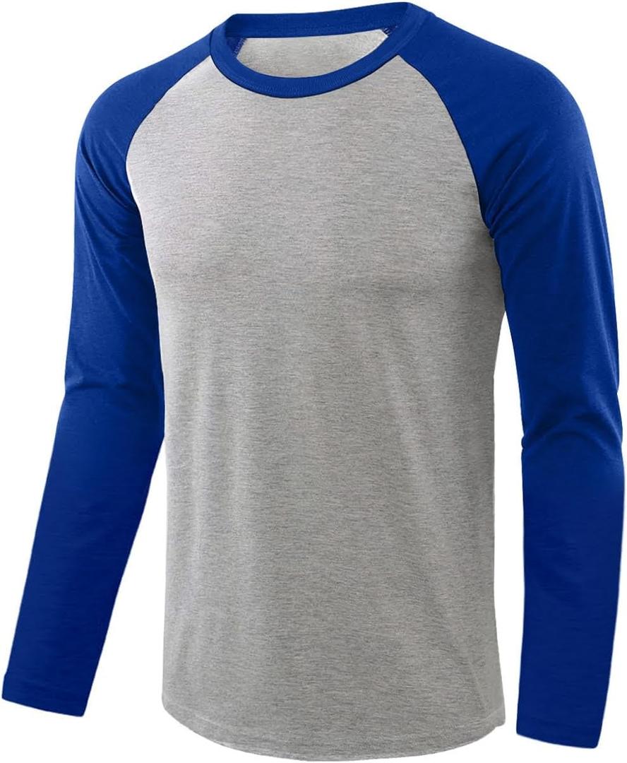 Men's Casual Raglan 3/4 Long Sleeve Soft Cotton Basic Sports Baseball Jerseys T Shirts (Gray)