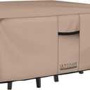 ULTCOVER Rectangular Patio Heavy Duty Table Cover - 600D Tough Canvas Waterproof Outdoor Dining Table and Chairs General Purpose Furniture Cover Size 126L x 74W x 28H inch