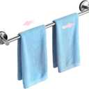 Adjustable 11-20 Inch Towel Bar for Bathroom Wall, Stainless Steel Towel Racks for Bathroom, No Drill Towel Holder with Strong Suction Cups, Space-Saving Bathroom Accessories for Home(Silver)