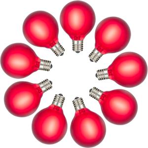 RetroGlo Satin Red G40 LED Globe Bulbs 25-Pack, Frosted Glass, E12 Candelabra Base, 30,000 Hour Life, Indoor/Outdoor Rated