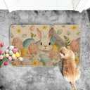 Artoid Mode Rabbit Bunny Eggs Leaves Flowers Easter Doormat, Home Decor Low-Profile Switch Rug Door Mat Floor Mat for Indoor Outdoor 17x29 Inch