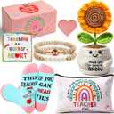 U-Goforst Teacher Appreciation Gifts for Women, Gifts for Teachers, Teacher Gifts Supplies with Makeup Bags Crochet Sunflower Bookmark Bracelet Socks for Teacher Appreciation