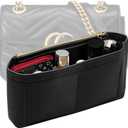 Small Handbag Shaper Insert for GG Marmont Matelasse Shoulder Bag(Pack of 2) Felt Insert Purse Organizer with Zipper Black (Medium)