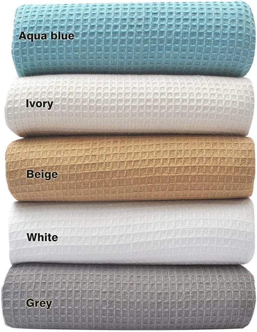 Tex Trend 100% Cotton Blanket  Soft and Breathable Twin XL Ivory Waffle Blanket  All Season Comfort  Suitable for Bed Layering, Sofa, Couch - Ivory (60x90)