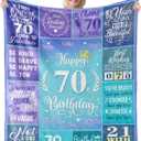 Happy 70th Birthday Gifts for Women, 70 Year Old Birthday Gifts for Women Turning 70, 70th Birthday Decorations Idea, Female 70th Birthday Gifts for Her, 70th Birthday Blanket Gifts 60X50 (50x60in)
