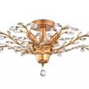 Verna 23.6 in. Dia 4-Light Shiny Bronze Crystal Leaves Branches Flush Mount FD-4084-EJG