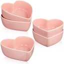 Skylety 4 Pcs Heart Shaped Bowls wedding Ceramic Dessert Heart Bowls Kitchenware Cooking Gifts for Serving Dipping Seasoning Wedding Anniversary(Pink,4.5 Inch)