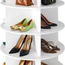 SpaceAid 4 Tier Rotating Shoe Rack Tower, Spinning Shoe Display Lazy Susan, Revolving 360 Shoe Rack Storage Round Carousel, Vertical Handbag Rotate Shoes Closet Organization (4-Tier White)