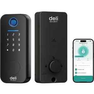 Smart Deadbolts Lock, Bluetooth Fingerprint Door Lock,5 in 1 Keyless Entry Door Lock with App Control,Electronic Touchscreen Keypad,Easy Installation,IP65,Matte Black